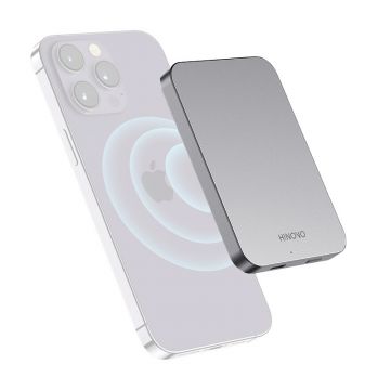 RESIGILAT-Baterie externa HINOVO MB1-5000 Magsafe Power Bank 5000mAh pentru iPhone, Incarcare Wireless
