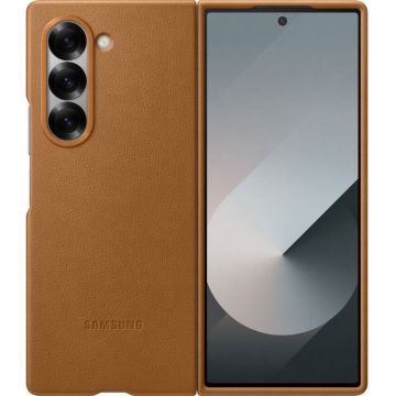 Samsung Capac protectie spate Kindsuit Leather Brown pentru Galaxy Z Fold 6
