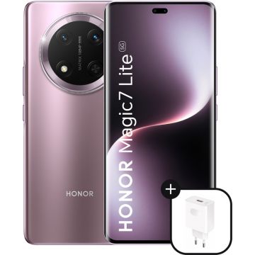 Smartphone Honor Magic7 Lite, 256GB, 8GB RAM, Dual SIM, 5G, Tri-Camera, Titanium Purple + incarcator HONOR SuperCharge 66W