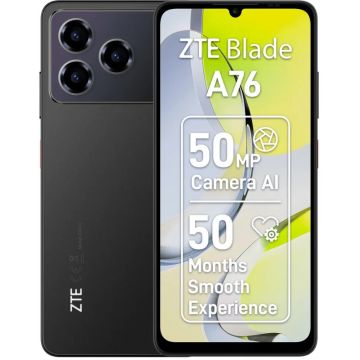 Smartphone ZTE Blade A76, 128GB, 4GB, Dual SIM, 4G, Tri-Camera, Carbon Black
