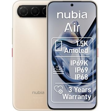 Smartphone ZTE Nubia Air 5G, 1.5K AMOLED, 256GB, 8GB RAM, Dual SIM, 50MP AI Camera, Titanium Desert