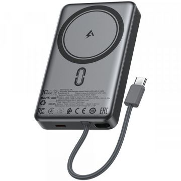 AceFast Baterie Externa Wireless Acefast M18, 10000mAh, 22.5W, PD + FQI, 1 x QI - 2 x USB-C, Neagra