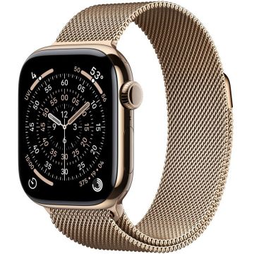 Apple Apple Watch 11 GPS + Cellular, Carcasa Gold Titanium 42mm, Gold Milanese Loop