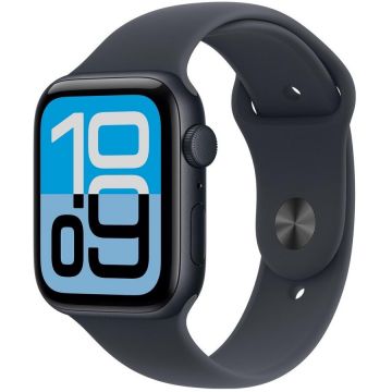 Apple Ceas inteligent Apple Watch SE 3, GPS, 40mm, Carcasa din aluminiu Midnight, Curea sport Midnight, masura S/M, Negru