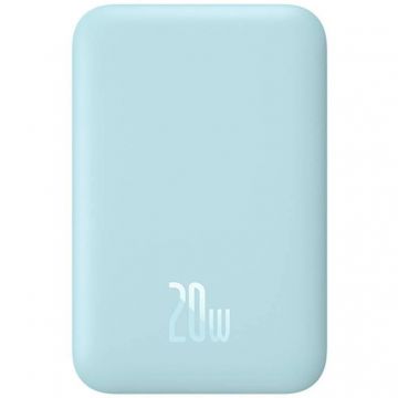 BASEUS Acumulator extern Baseus Magnetic Mini Wireless, 6000 mAh, Incarcare rapida, 20W, cablu USB-C inclus, Albastru