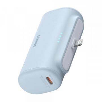BASEUS Baterie Externa Baseus Compact, 5000mAh, 20W, PD, 1 x Lightning - 1 x USB-C, Albastra