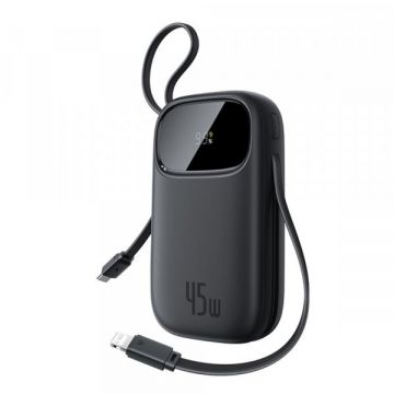 BASEUS Baterie Externa Baseus EnerFill FC31 Qpow 3, 10000mAh, 45W, QC + PD, 1 x Lightning - 1 x USB-A - 2 x USB-C, Neagra