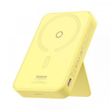 BASEUS Baterie Externa Wireless Baseus MagPro PPCXZ05, 5000mAh, 20W, PD + FQI, 1 x QI - 1 x USB-C, Galbena