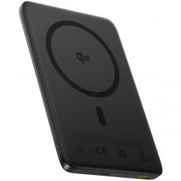 BASEUS Baterie Externa Wireless Baseus PicoGo AM41, 10000mAh, 27W, PD + FQI, 1 x QI - 1 x USB-C, Neagra E0027201