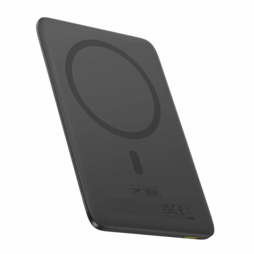 BASEUS Baterie Externa Wireless Baseus PicoGo AM41, 5000mAh, 20W, PD + FQI, 1 x QI - 1 x USB-C, Neagra