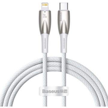 BASEUS Cablu Date si Incarcare USB-C - Lightning Baseus Glimmer Series, 20W, 1m, Alb CADH000002
