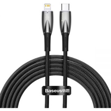 BASEUS Cablu Date si Incarcare USB-C - Lightning Baseus Glimmer Series, 20W, 2m, Negru CADH000101