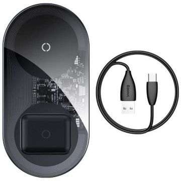 BASEUS Incarcator Wireless Baseus WXJK-A01 2-IN-1 18W, Black