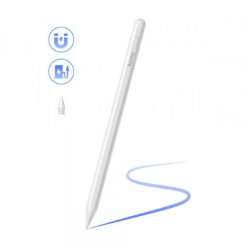 BASEUS Touch Pen Baseus Smooth Writing 2 Series pentru Apple iPad, Versiune Wireless Activ, Alb SXBC080102