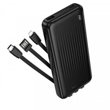 Borofone Baterie Externa Borofone BJ79 Clever, 10000mAh, 10W, 1 x Lightning - 1 x USB-A - 1 x USB-C, Neagra