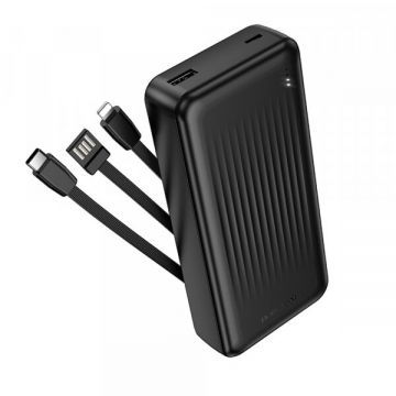 Borofone Baterie Externa Borofone  BJ79 Clever, 20000mAh, 10W, 1 x Lightning - 1 x USB-A - 1 x USB-C, Neagra