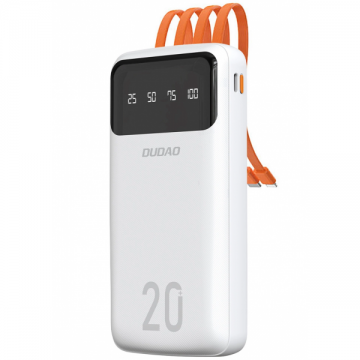 Dudao Baterie Externa Dudao K6Pro+, 20000mAh, 10W, 1 x Lightning - 1 x microUSB - 1 x USB-A - 1 x USB-C, Alba