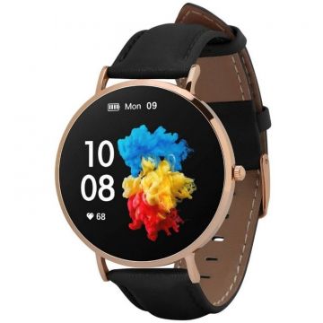 Garett Smartwatch GARETT, Verona, 1.3 inch, Piele, Auriu-Negru