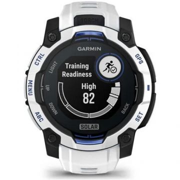 GARMIN Ceas inteligent Garmin Instinct 3, 45mm, Solar, Whitestone cu curea Whitestone, Albastru intens