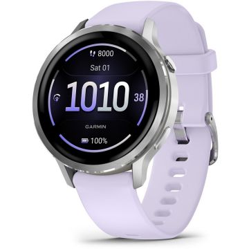 GARMIN Ceas Inteligent Garmin Venu 4, 41mm, AMOLED, GPS, Wi-Fi, silicon, Argintiu-Lila