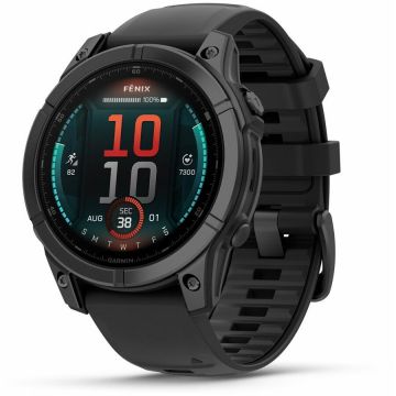 GARMIN Smartwatch Garmin, fenix E, 47mm, Glass, Otel inoxidabil, Slate Gray Steel, Black Silicone Band