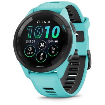 GARMIN Smartwatch Garmin Forerunner 265, GPS, 46mm, Ecran AMOLED 1.3, Bluetooth, Wi-Fi, ANT+, Autonomie 13 zile, Monitorizre avansata activitati, 5 ATM, Albastru/Negru