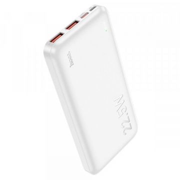 HOCO Baterie Externa HOCO J101, 10000mAh, 22.5W, QC + PD, 1 x USB-C - 2 x USB-A, Alba