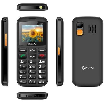 Isen Telefon mobil Dual SIM iSEN S42 SENIOR, Display 2.0, Bluetooth, Camera, Lanterna, FM Radio fara cablu, Buton SOS, Negru