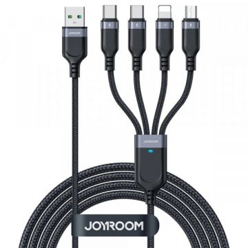 JOYROOM Cablu Incarcare USB-A - Lightning / microUSB / 2 x USB-C Joyroom S-A18 4in1, 20W, 1.2m, Negru