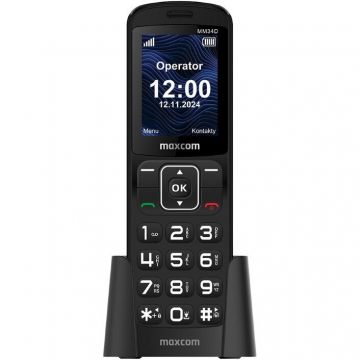Maxcom Telefon pentru seniori, Maxcom, MM34D, 4G, 2,4, 48+128MB, include stand incarcare cu port USB Type-C, Negru