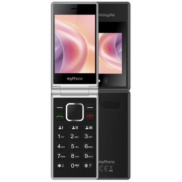 Myphone Telefon mobil cu clapeta Myphone Tango 2, 4G LTE 3.50, 48 MB RAM, 128 MB, Dual Sim, Negru-Argintiu