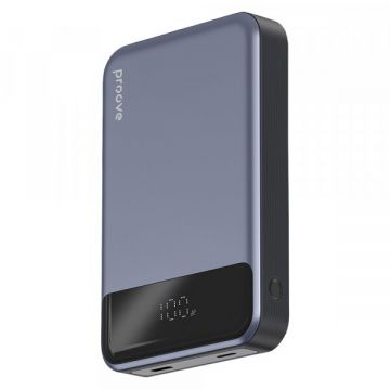 Proove Baterie Externa Wireless Proove Hoodman, 10000mAh, 20W, PD + FQI, 1 x QI - 1 x USB-C, Gri PBH120010003