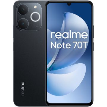 REALME Telefon mobil realme Note 70T, 4G, Dual SIM, 4GB RAM, 64GB, 6.74 inch, 90Hz, 13MP, Baterie 6000mAh, Obsidian negru