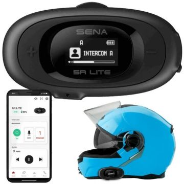 SENA Sistem de comunicare pentru motociclete, SENA 5RLITE-01, Moto Intercom, Bluetooth 5.1, Suport 2 rideri, Raza de actiune 700 metri, HD Speakers, Single Pack, Negru