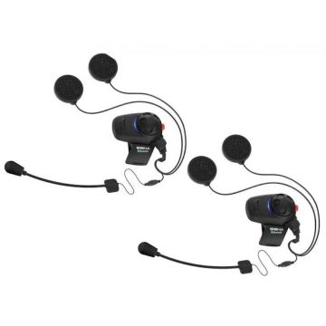 SENA Sistem de comunicare pentru motociclete, SENA SMH5D, Moto Intercom, Bluetooth 3.0, Raza de actiune 400 metri, Set dublu, Negru