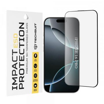 techsuit Folie de protectie Ecran Techsuit pentru Apple iPhone 16 Pro, Sticla Securizata, Full Glue, Neagra