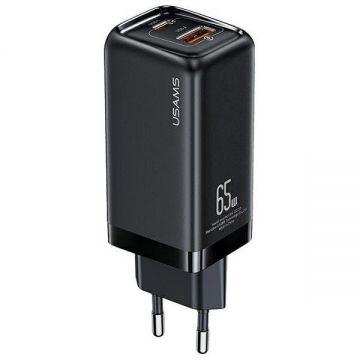 Usams Incarcator Usams T47 USB/ USB-C 65W PD Fast Charging , negru
