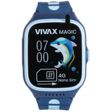 VIVAX SmartWatch KIDS Vivax 4G MAGIC, Bluetooth 5.1, Rezistenta la apa, Procesor ARM Cortex-R5, 64 GB, Albastru Magic