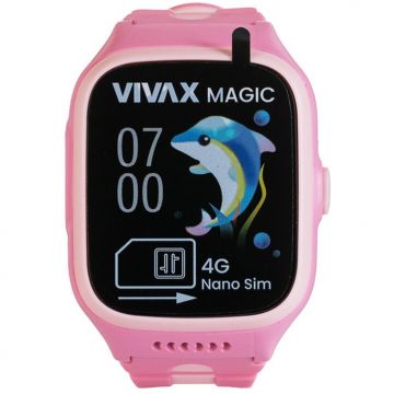 VIVAX SmartWatch KIDS Vivax 4G MAGIC, Bluetooth 5.1, Rezistenta la apa, Procesor ARM Cortex-R5, 64 GB, Roz Magic