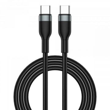 WIWU Cablu Date si Incarcare USB-C - USB-C WiWu Wi-C017, 100W, 1.2m, Negru