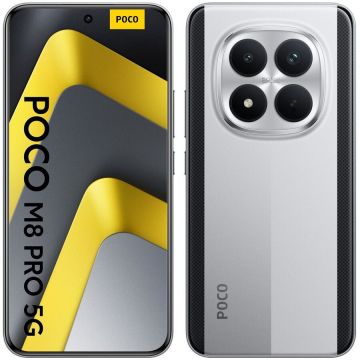 Xiaomi Telefon mobil Poco M8 Pro, 5G, 12GB RAM, 512GB, Dual DIM, Argintiu