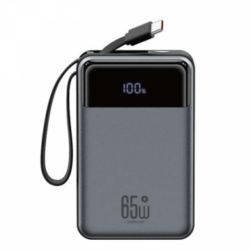 XO&nbsp;Design Baterie Externa XO Design PR267, 20000mAh, 65W, QC + PD, 1 x USB-A - 2 x USB-C, Gri