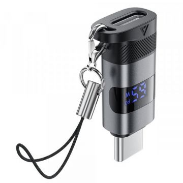 AceFast Adaptor Date si Incarcare USB-C - USB-C Acefast J9 Display, Gri