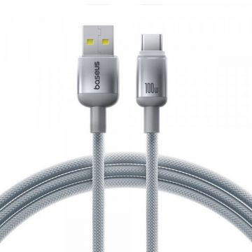 BASEUS Cablu Date si Incarcare USB-A - USB-C Baseus Discolor, 100W, 2m, Argintiu E0420700