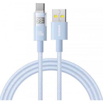 BASEUS Cablu Date si Incarcare USB-A - USB-C Baseus Display 2, 100W, 1m, Albastru P10382701311-00