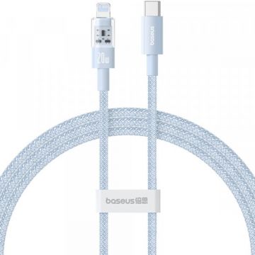 BASEUS Cablu Date si Incarcare USB-C - Lightning Baseus Gem, 20W, 2m, Bleu P10373001311-01