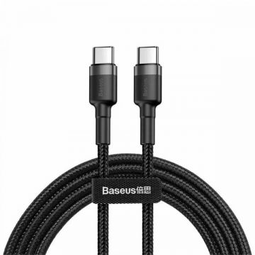 BASEUS Cablu Date si Incarcare USB-C - USB-C Baseus Cafule, 60W, 2m, Set 2 bucati, Negru E0418501