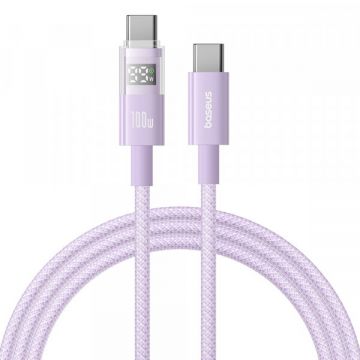 BASEUS Cablu Date si Incarcare USB-C - USB-C Baseus Display 2, 100W, 2m, Mov P10382702511-01