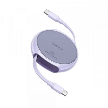 BASEUS Cablu Date si Incarcare USB-C - USB-C Baseus Pathfinder Retractable, 100W, 1m, Mov P10368400511-00