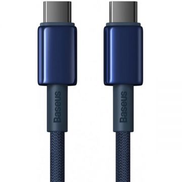 BASEUS Cablu Date si Incarcare USB-C - USB-C Baseus Tungsten Gold, 100W, 2m, Bleumarin P10319800321-04
